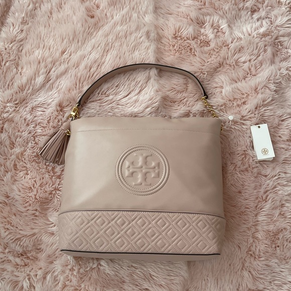 New Tory Burch Fleming tote in color shell pink. - Picture 2 of 6